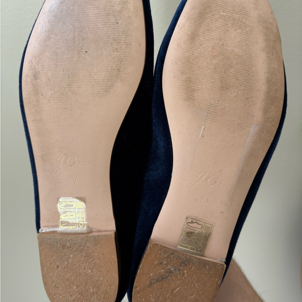 J Crew Navy Velvet Mary Jane Ballet Flats Shoes 8.5 - Picture 4 of 7